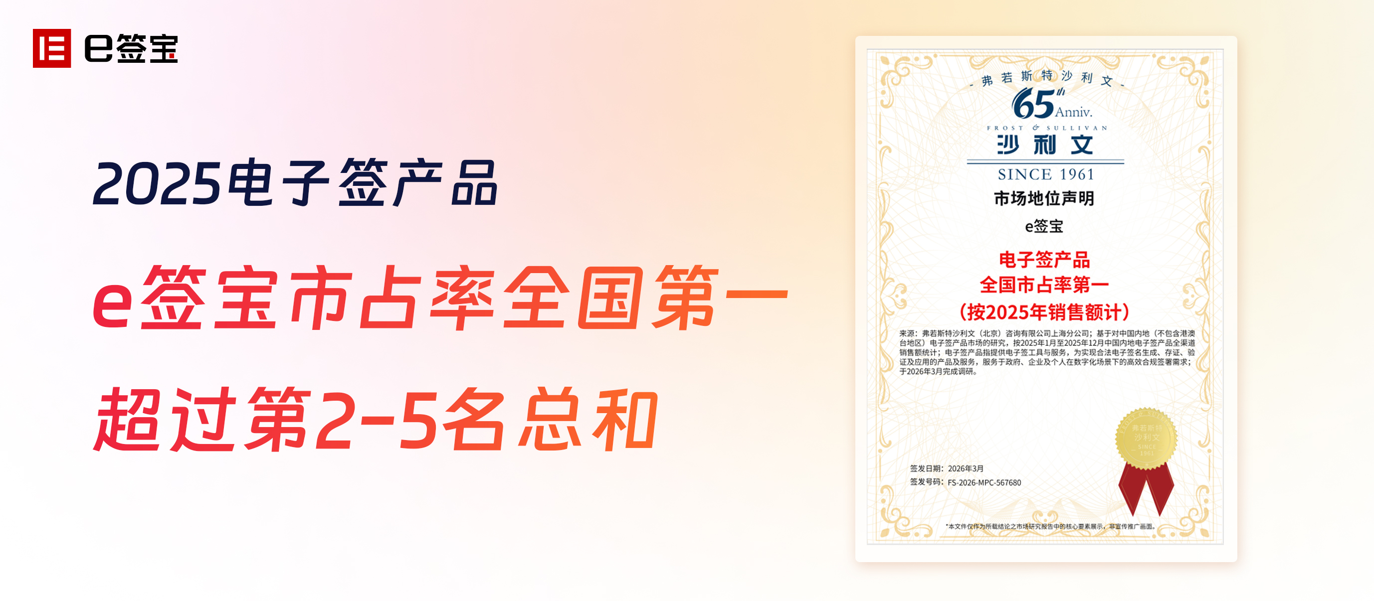 沙利文最新2025年中国电子签名报告:e签宝以35%居首,超第2至第5名总和
